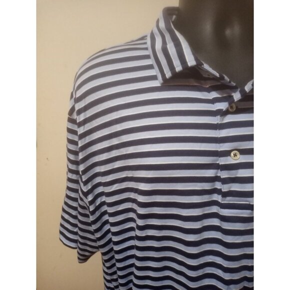 Polo Ralph Lauren Men’s 3XB Big Navy Blue Blue Stripe Short Sleeve Polo Shirt - Picture 5 of 13